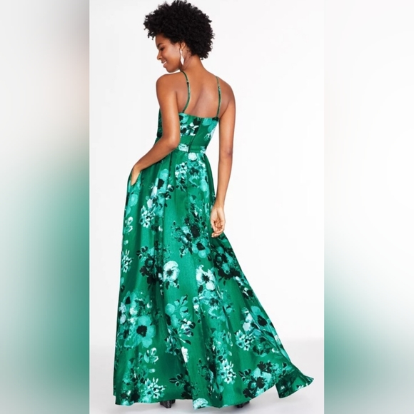 Junior's Floral-Print Open-Back Gown by City Studio - Picture 2 of 5